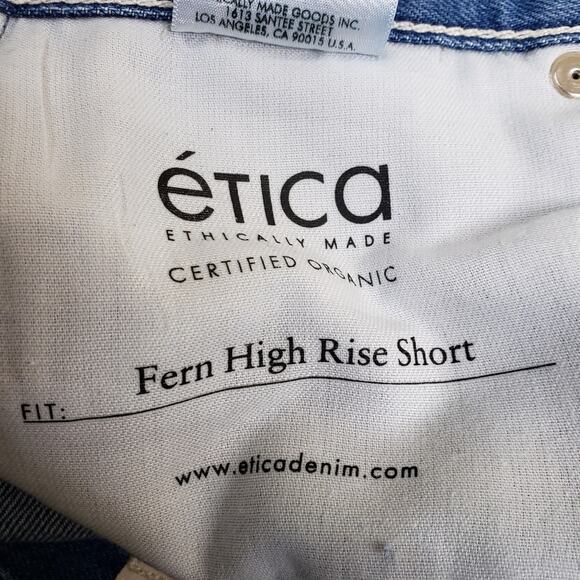 ÉTICA Womens 26 Fern High Waist Cutoff Organic Cotton Button Fly Denim Shorts - Picture 10 of 13